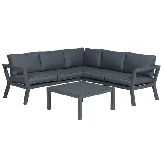 Colap Corner Sofa With Coffee Table Armchair In Carbon Black