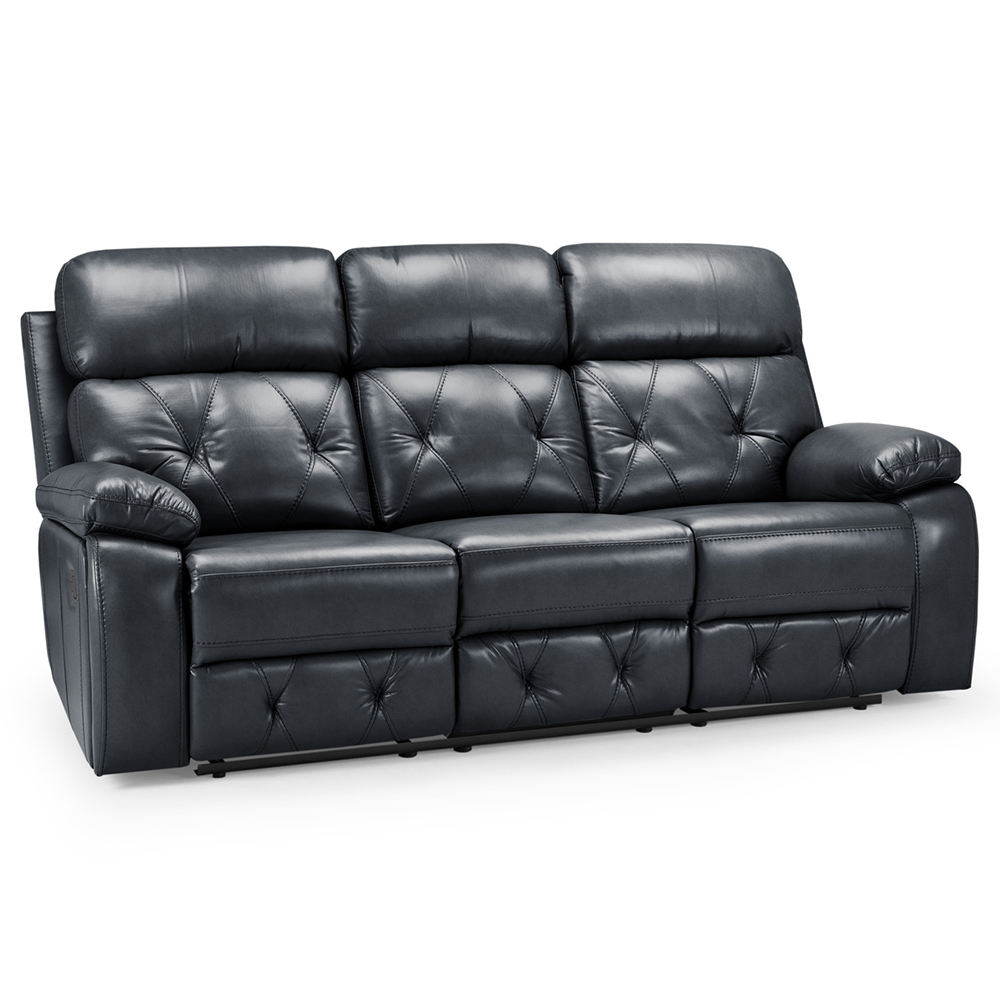 Colby Faux Leather Recliner 3 Seater Sofa In Black_Discontinued