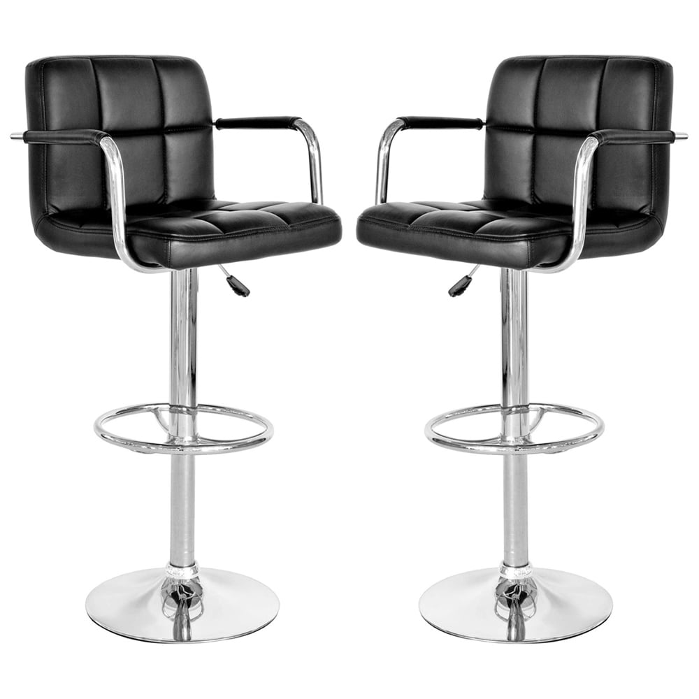 Colcord Black Faux Leather Bar Stools In Pair