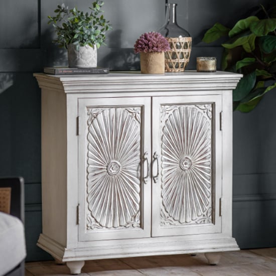 Product photograph of Coleridge Wooden Storage Cabinet With 2 Doors In White from Furniture in Fashion