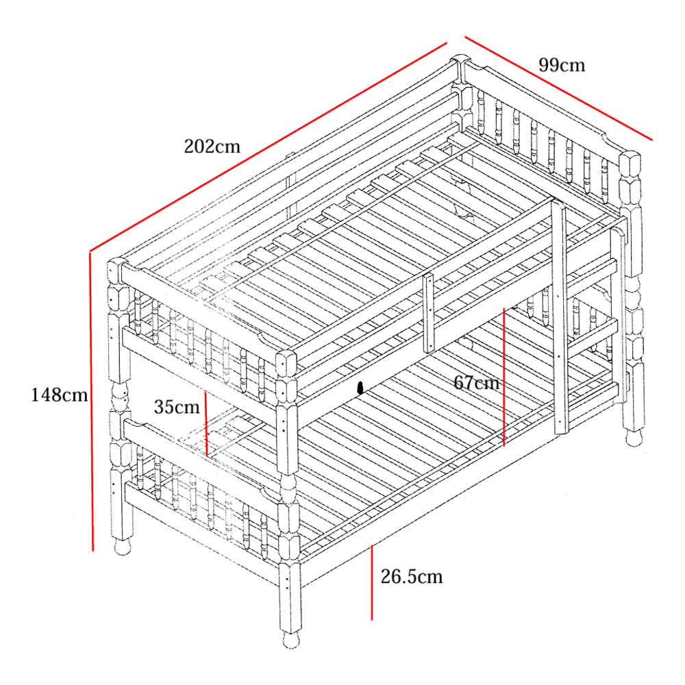 Coleton Wooden Single Bunk Bed In Waxed