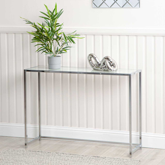 Photo of Colfax glass console table in white marble effect