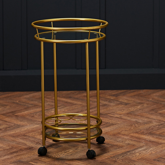 Colin Round Glass Shelves Drinks Trolley With Gold Frame_2