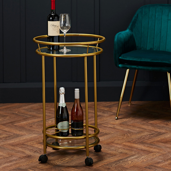 Colin Round Glass Shelves Drinks Trolley With Gold Frame_1