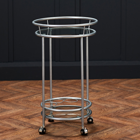 Colin Round Glass Shelves Drinks Trolley With Silver Frame_2