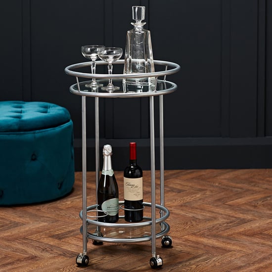 Colin Round Glass Shelves Drinks Trolley With Silver Frame_1
