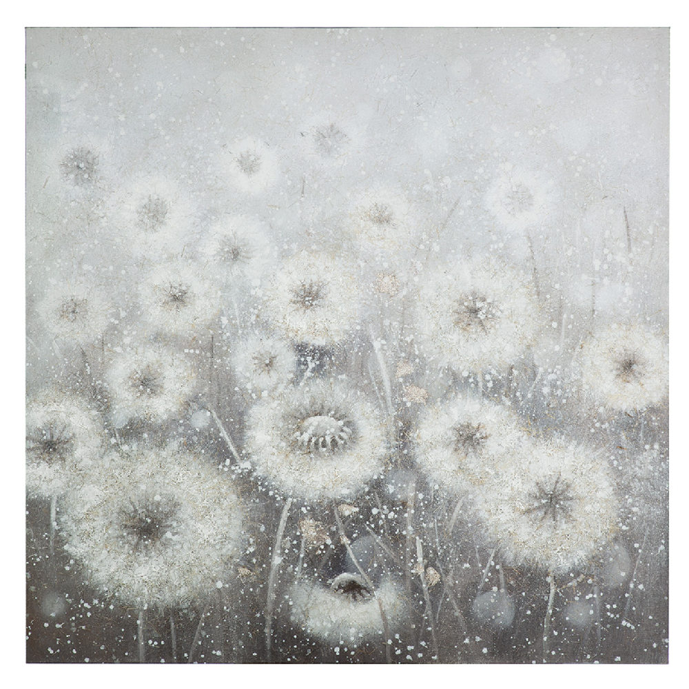Colindale Canvas Dandelion Wall Art In Grey And White
