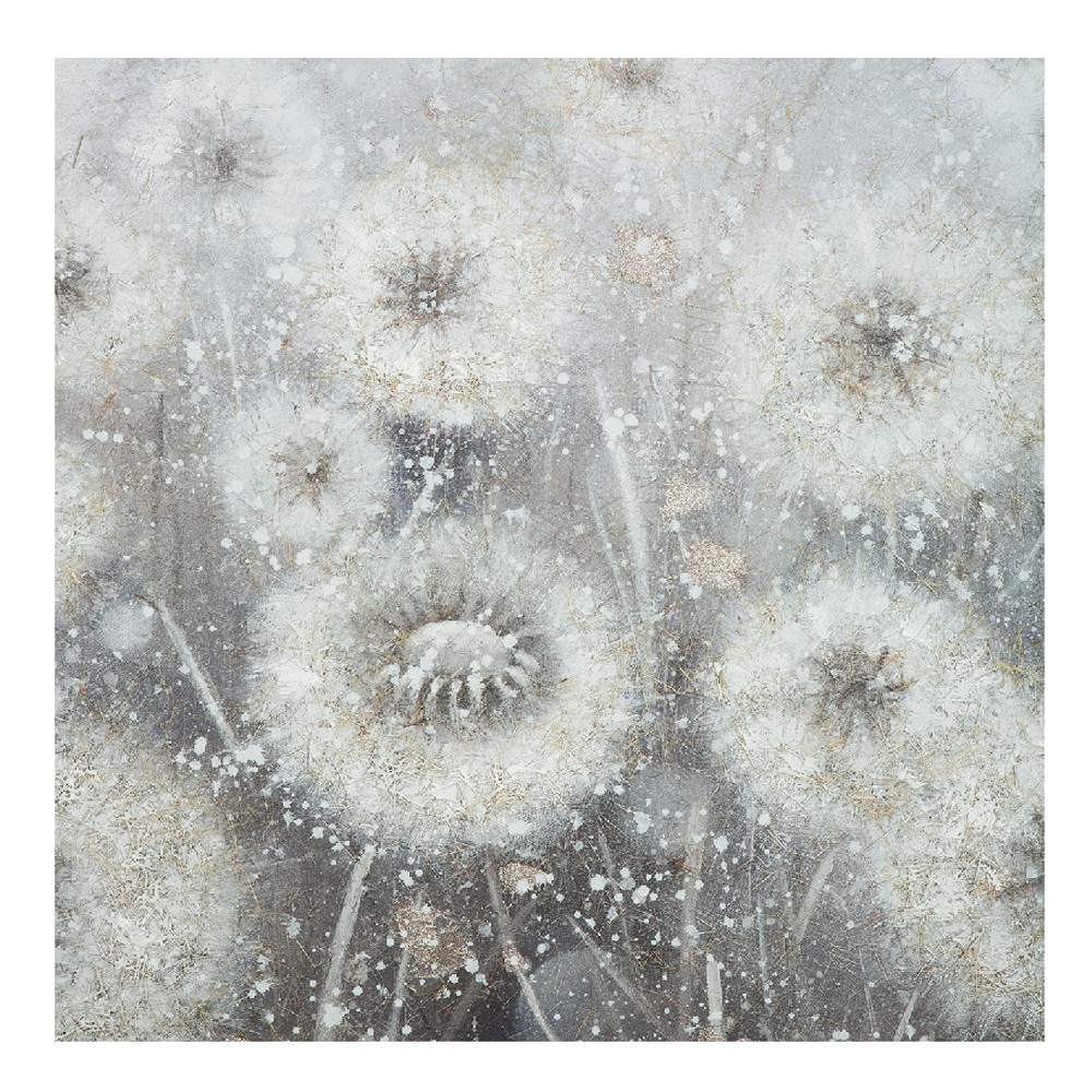 Colindale Canvas Dandelion Wall Art In Grey And White