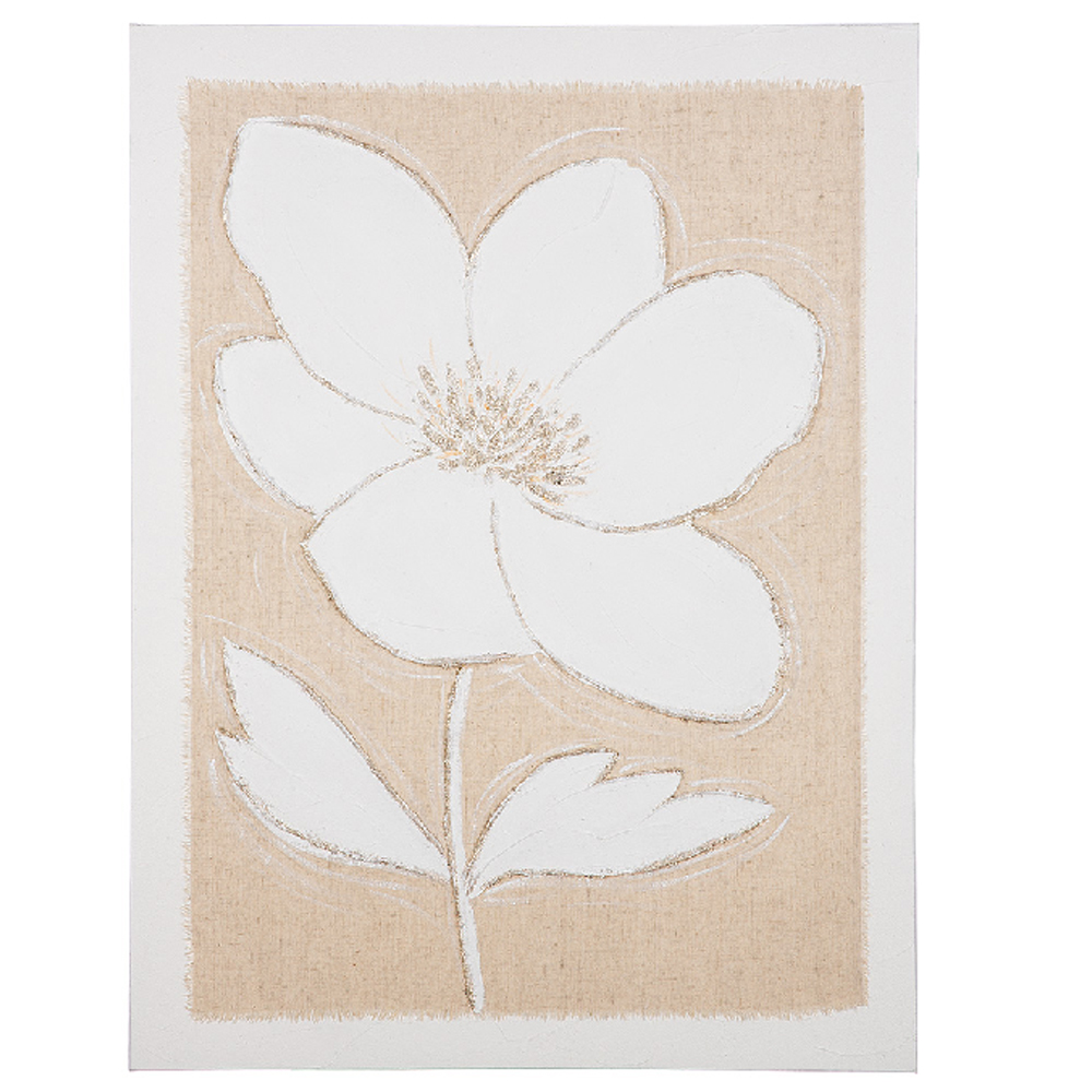 Colindale Canvas Flower Motif Wall Art In Cream White
