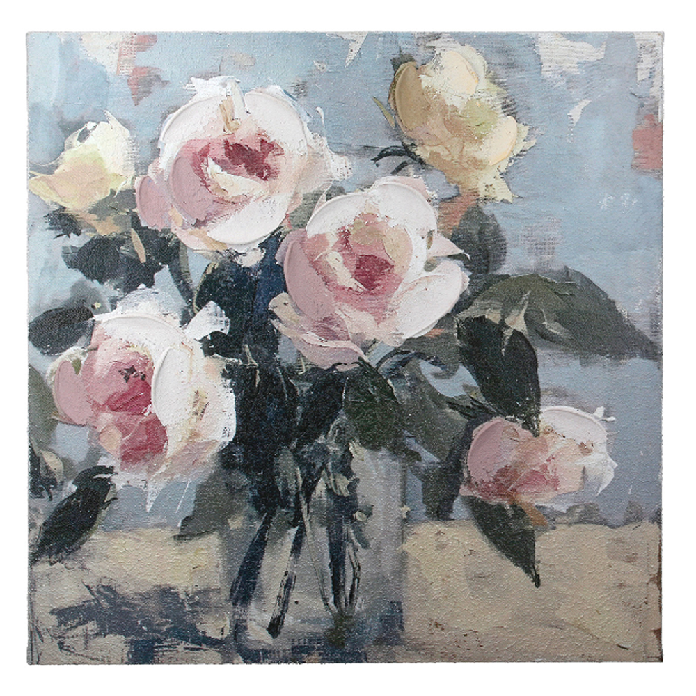 Colindale Canvas Flower Wall Art In Green And Pink