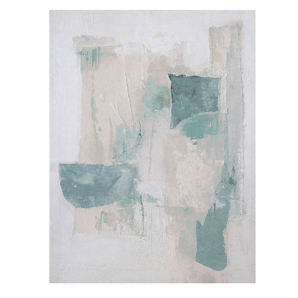 Colindale Canvas Rectangular Geometric Wall Art In White And Blue