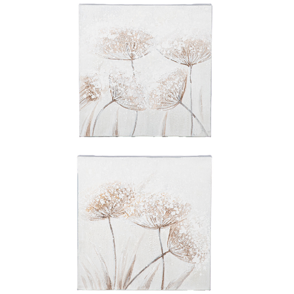 Colindale Canvas Set Of 2 Square Flower Wall Art In Brown And White