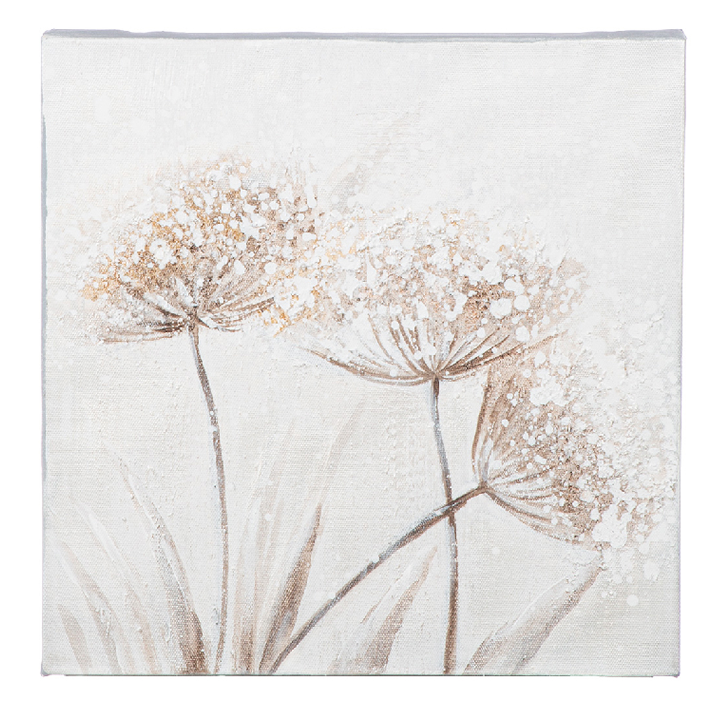 Colindale Canvas Set Of 2 Square Flower Wall Art In Brown And White