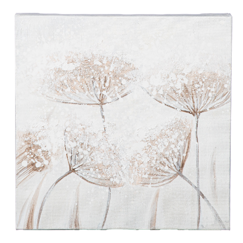 Colindale Canvas Set Of 2 Square Flower Wall Art In Brown And White