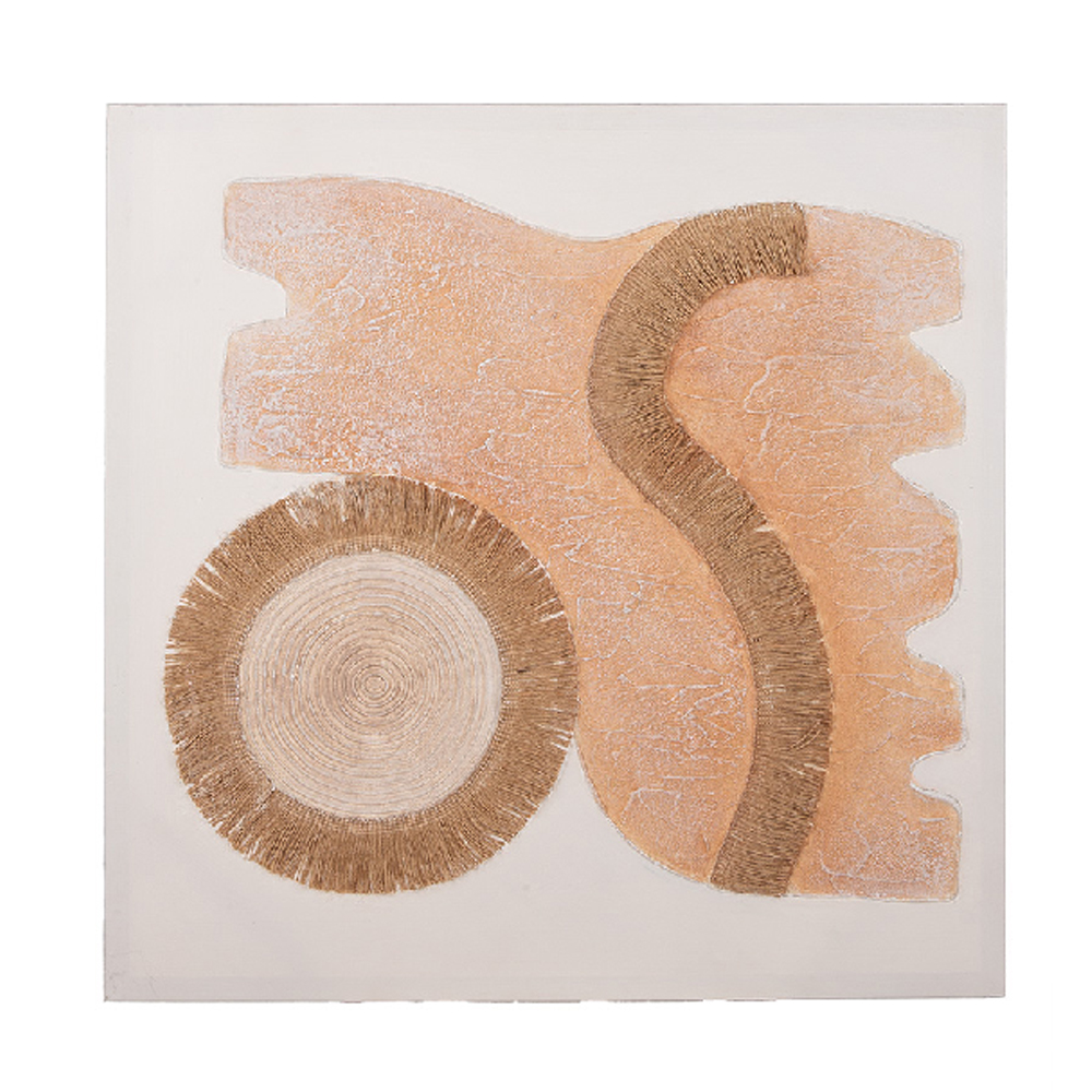 Colindale Canvas Set Of 2 Square Geometric Wall Art In Brown And White