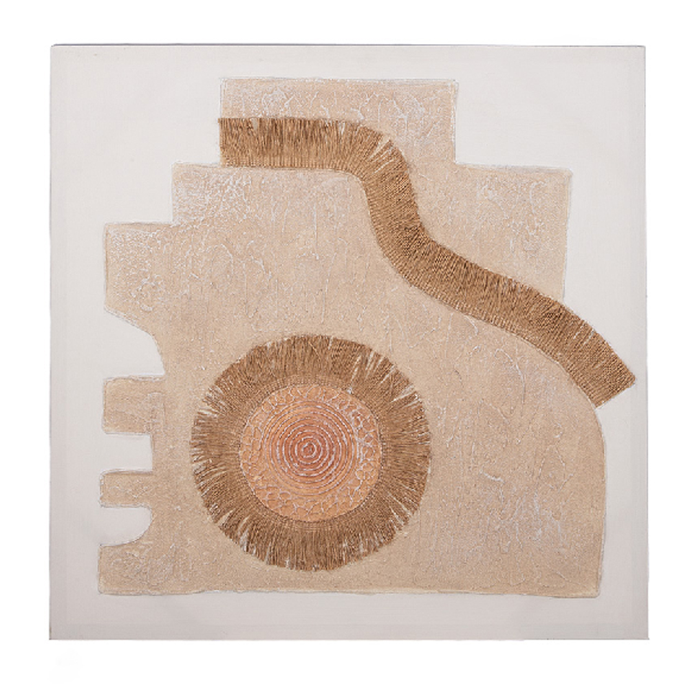 Colindale Canvas Set Of 2 Square Geometric Wall Art In Brown And White