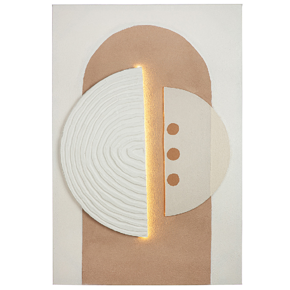 Colindale Canvas Soft Abstract LED Wall Art In Orange And Cream