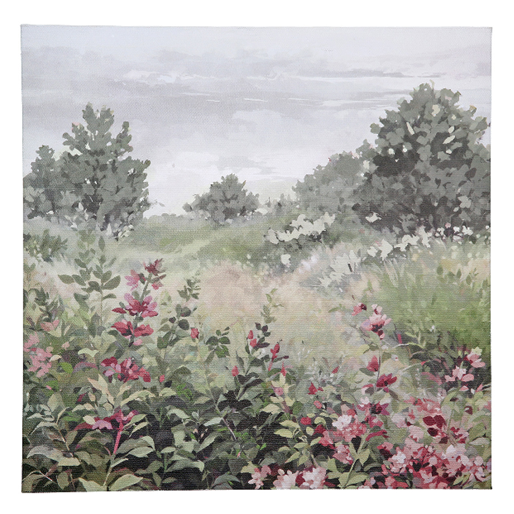 Colindale Canvas Tree Motif Wall Art In Grey And Green