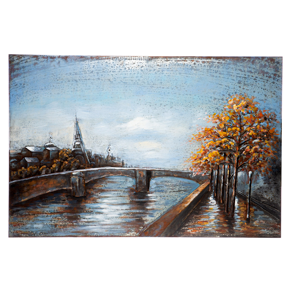 Colindale Metal Bridge Wall Art In Blue And Brown