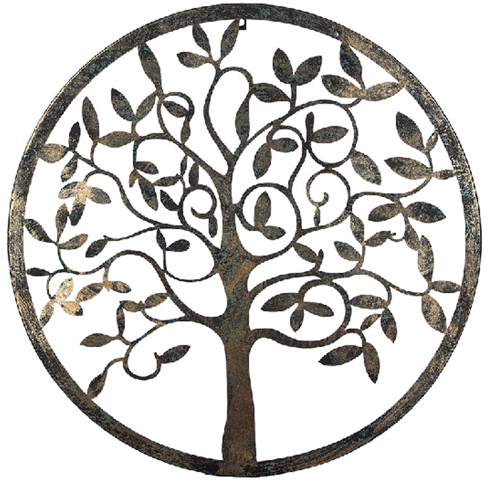 Colindale Metal Tree Wall Art In Black And Green
