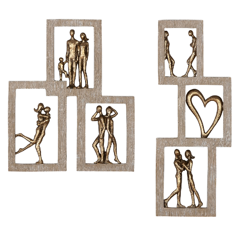 Colindale Synthetic Resin Golden Moments Wall Art Set In Natural