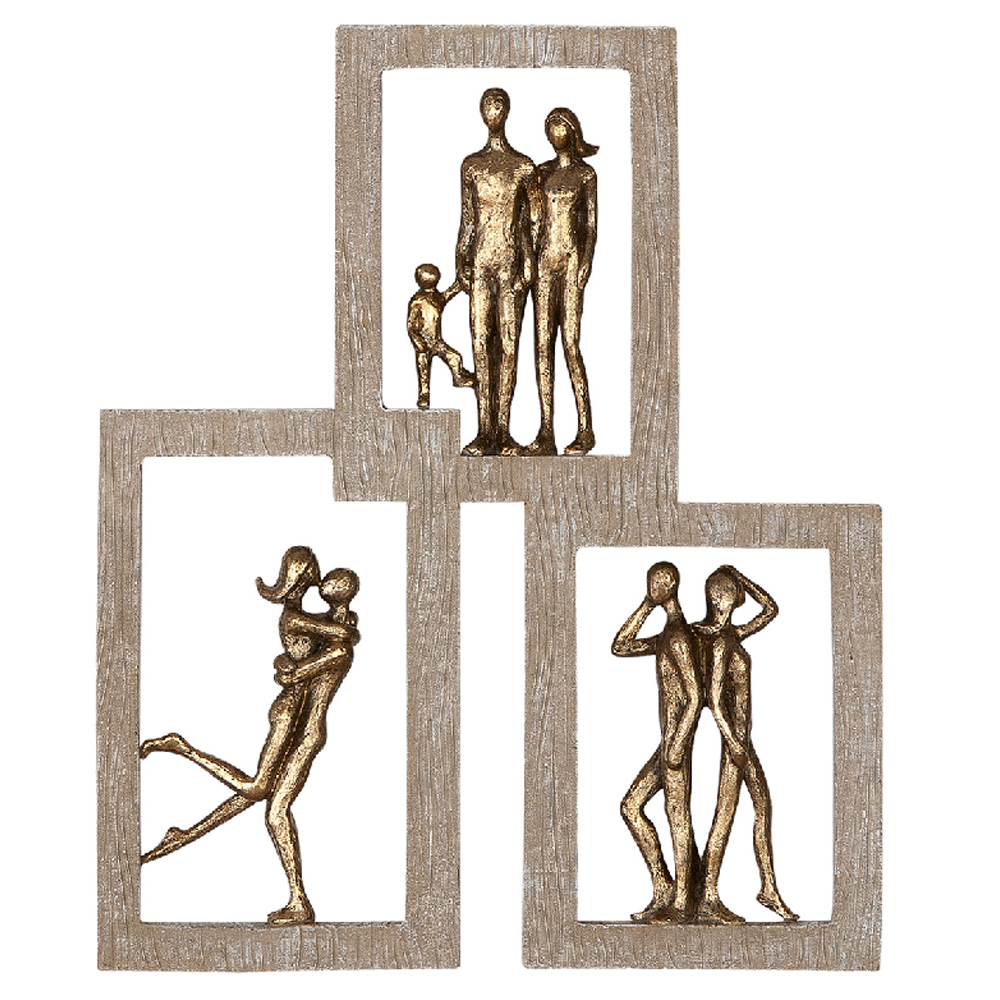 Colindale Synthetic Resin Golden Moments Wall Art Set In Natural