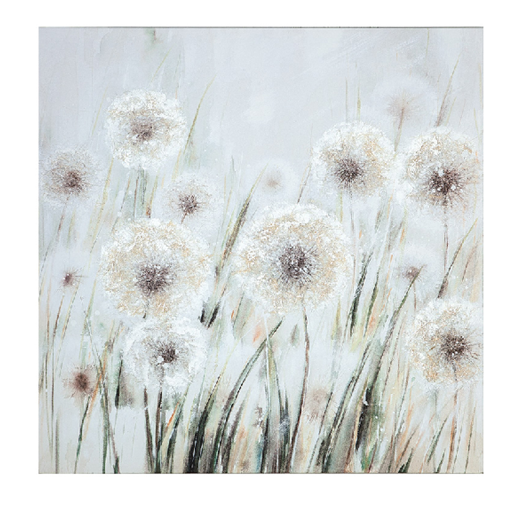 Colindale Wooden Bloom Meadow Wall Art In Cream And White