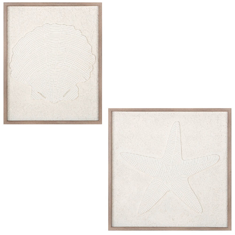 Colindale Wooden Shell Wall Art In Cream And Brown