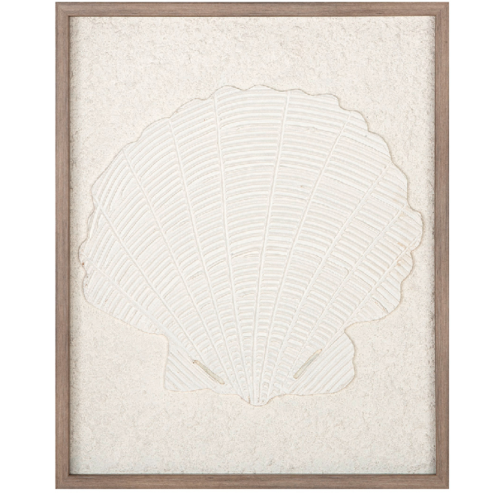 Colindale Wooden Shell Wall Art In Cream And Brown