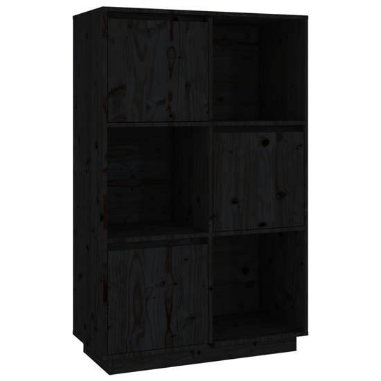 Colix Pine Wood Storage With 3 Doors In Black Furniture in