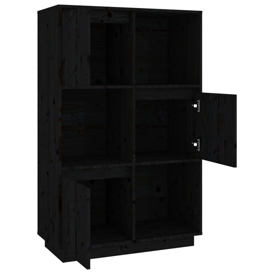 Colix Pine Wood Storage With 3 Doors In Black Furniture in