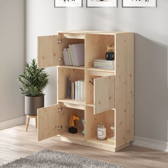 Colix Pine Wood Storage Cabinet With 3 Doors In Natural_2