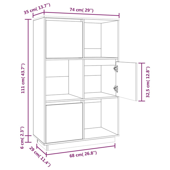 Colix Pine Wood Storage Cabinet With 3 Doors In Natural