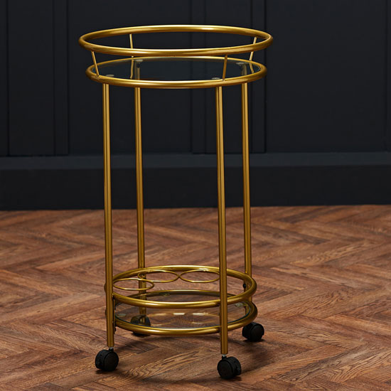Camberley Glass Shelves Drinks Trolley With Gold Frame_2