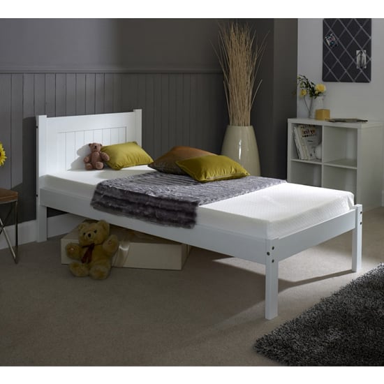 Read more about Colman wooden single bed in white