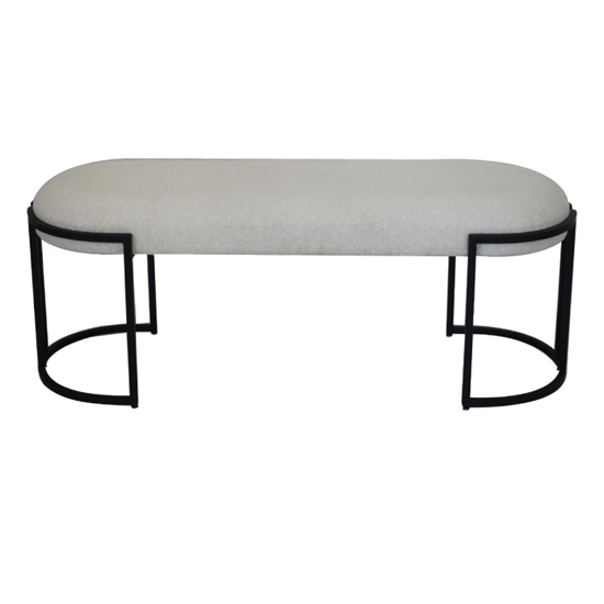 Colmar Boucle Fabric Hallway Seating Bench In White thumbnail