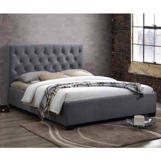 Read more about Cologne fabric double bed in grey