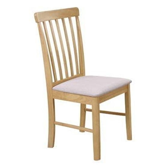 Photo of Cologne fabric padded dining chair in oak and beige