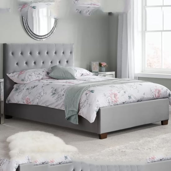 Read more about Colognes fabric double bed in grey