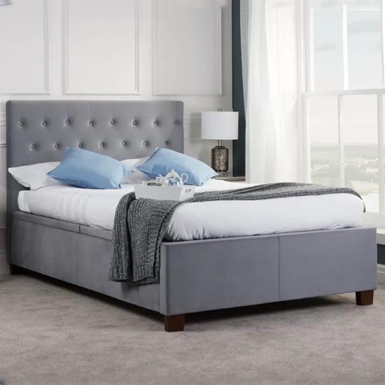 Read more about Colognes fabric ottoman double bed in grey