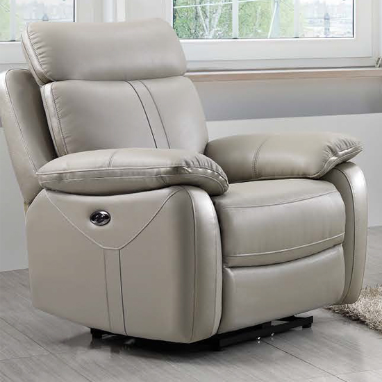 Product photograph of Colon Electric Leather 1 Seater Sofa In Light Grey from Furniture in Fashion