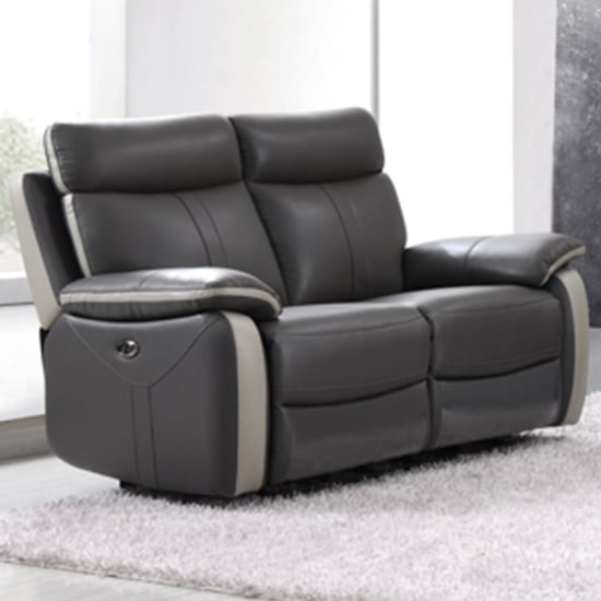 Product photograph of Colon Electric Leather 2 Seater Sofa In Dual Tone Dark Grey from Furniture in Fashion