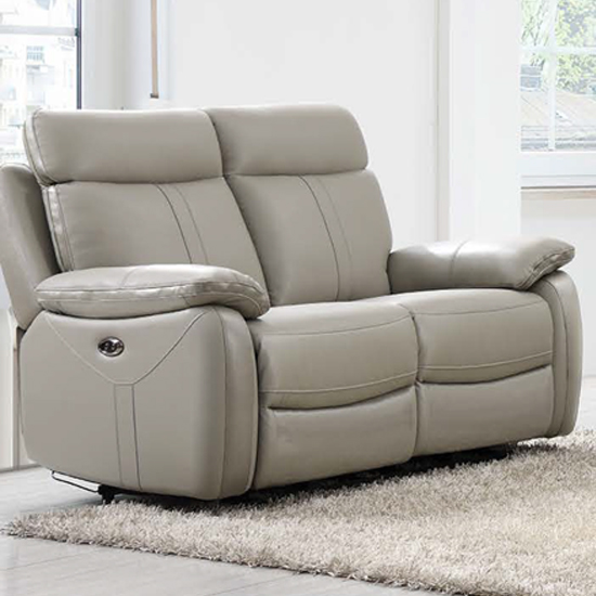 Read more about Caguas electric leather 2 seater sofa in light grey