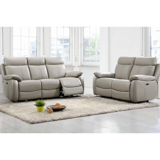 Read more about Caguas electric leather 3+2 sofa set in light grey