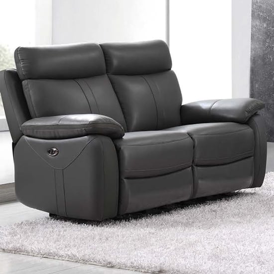 Read more about Caguas electric leather recliner 2 seater sofa in dark grey