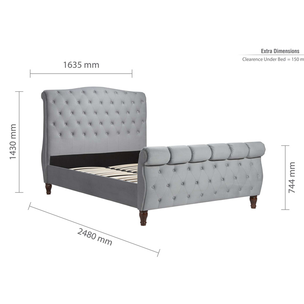 Colora Fabric King Size Bed In Grey