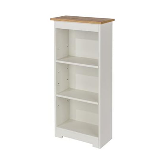 Read more about Chorley low narrow bookcase in white with adjustable shelves