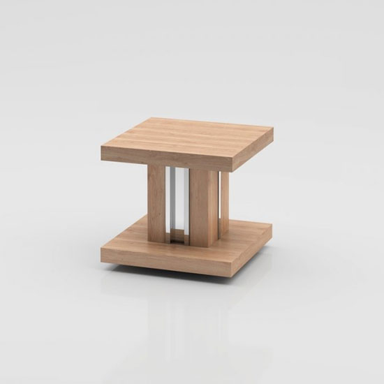 Colorado Wooden End Table In White Oak Veneer thumbnail