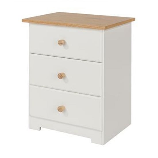 Photo of Chorley three drawer bedside cabinet in white and soft cream