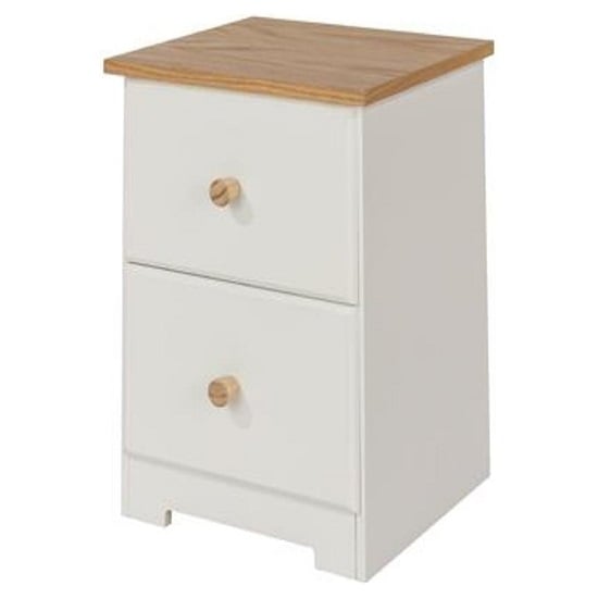 Photo of Chorley two drawer bedside cabinet in white and soft cream